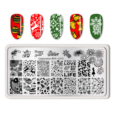 Plantilla de Estampado de Uñas Tema Copos de Nieve Invierno