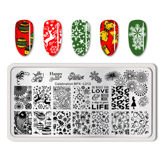 Plantilla de Estampado de Uñas Tema Copos de Nieve Invierno