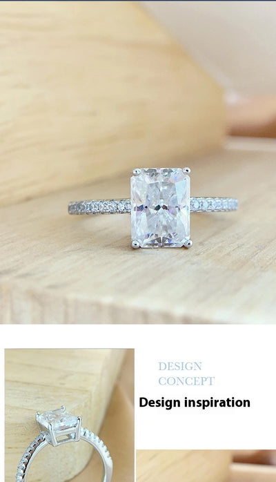 Anillo de Plata 925 con Moissanita Rectangular de 2 Quilates - Image 11