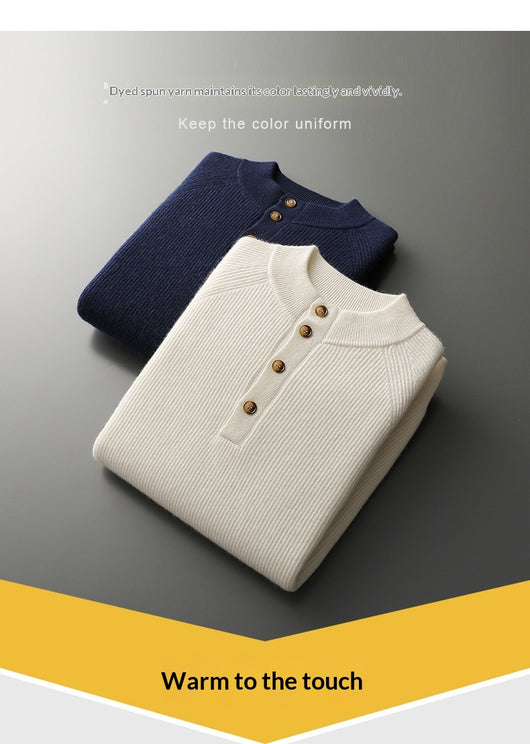 Suéter de Cachemira Cuello Medio Alto para Otoño e Invierno - Image 14