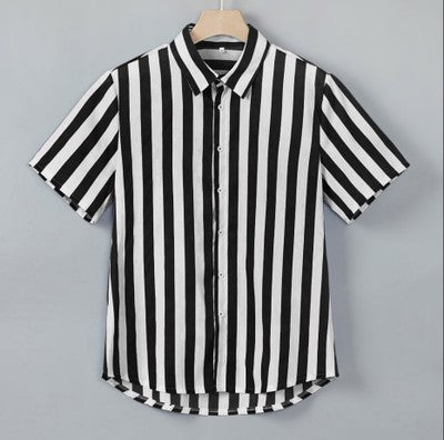 Camisa Casual de Rayas para Hombre - Manga Corta - Image 9