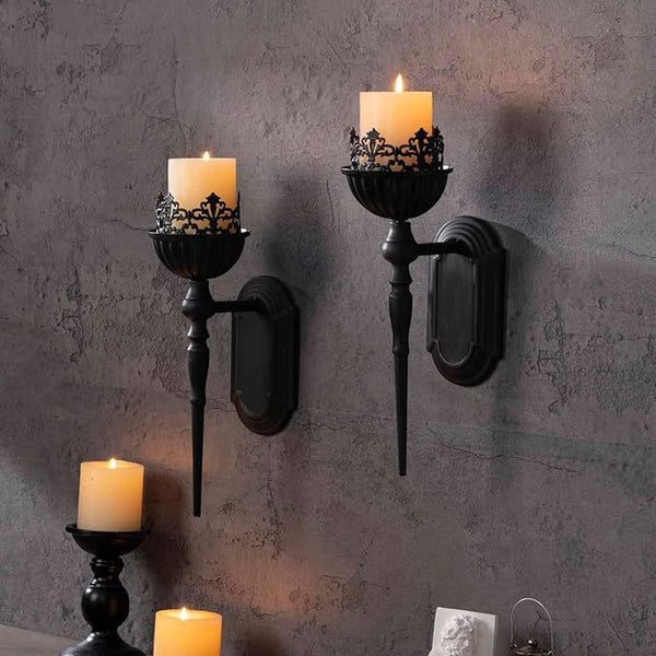 Candelabro Colgante de Hierro Forjado Negro para Decoración
