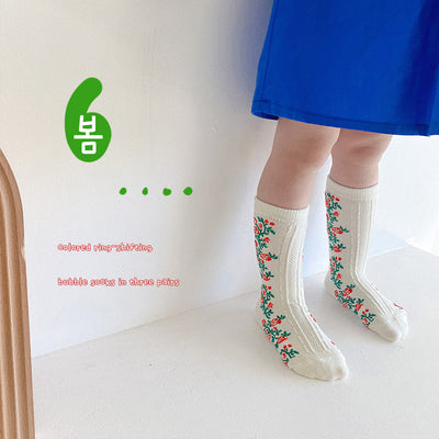 Calcetines Escolares para Niñas - Algodón Puro Estampado Floral Talla Única - Image 4