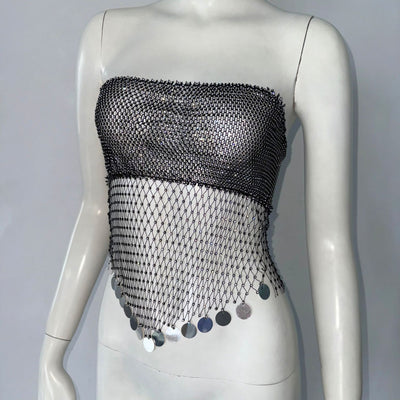 Top Tubo Brillante con Straps y Efecto Malla - Image 9