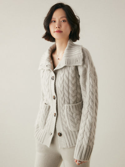 Cardigan Tipo Cuello Alto en Cashmere Estilo Francés para Mujer - Image 4