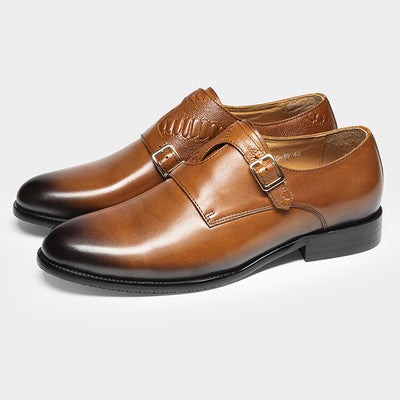 Zapatos de Cuero Ejecutivo Retro con Doble Hebilla - Estilo Clásico para Hombre - Image 7