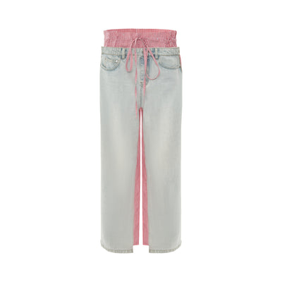 Jeans Rosa con Diseño Patchwork Cuadros para Mujer - Image 6