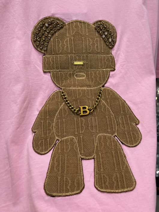 Playera de Algodón con Parche de Oso Bordado - Cuello Redondo Manga Corta - Image 5