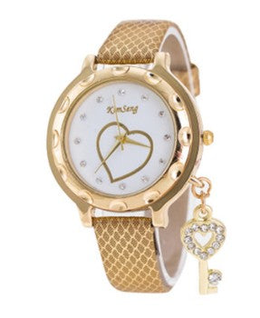 Reloj de Pulsera Elegante con Colgante de Corazón y Llave - Image 5