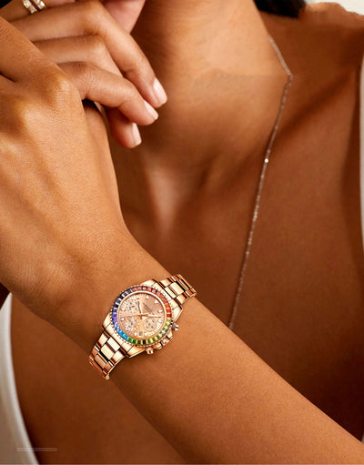 Reloj Ejecutivo Acero Inoxidable con Diamantes de Colores para Mujer