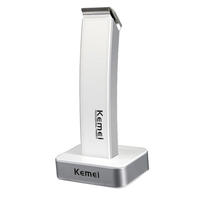 White and silver Kemei Professional Trimmer electric hair clipper with charging base. - Image 8