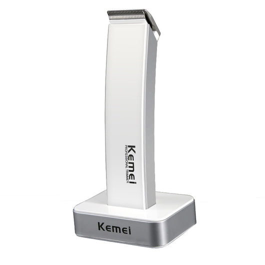 White and silver Kemei Professional Trimmer electric hair clipper with charging base. - Image 8