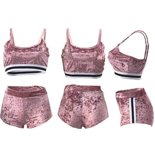 Conjunto de Dos Piezas Terciopelo Dorado con Bolsa de Cadera - Image 13