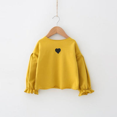 Blusa Infantil Coreana con Mangas Voluminosas y Estampado de Amor - Image 6