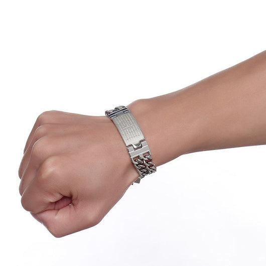 Pulsera de Fe para Hombre con Cruz y Grabado - Image 7