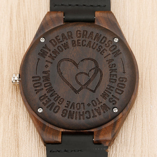 Reloj de Madera con Esfera Marrón y Gravado en la Caja - Image 9