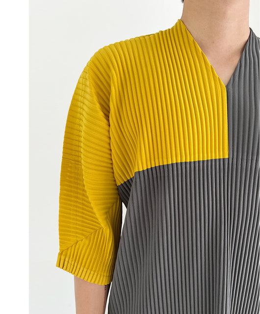 Camiseta Suelta de Verano para Hombre con Cuello V y Bloques de Color - Image 8