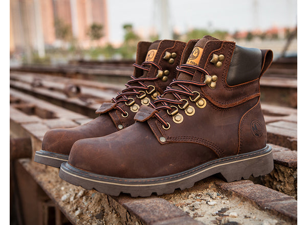 Botas Altas Impermeables para Hombre con Forro de Ante Rojo