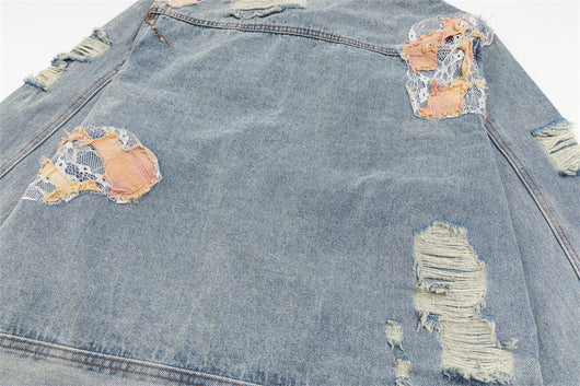 Chaqueta Denim con Costuras de Encaje y Detalles Rotos - Image 16