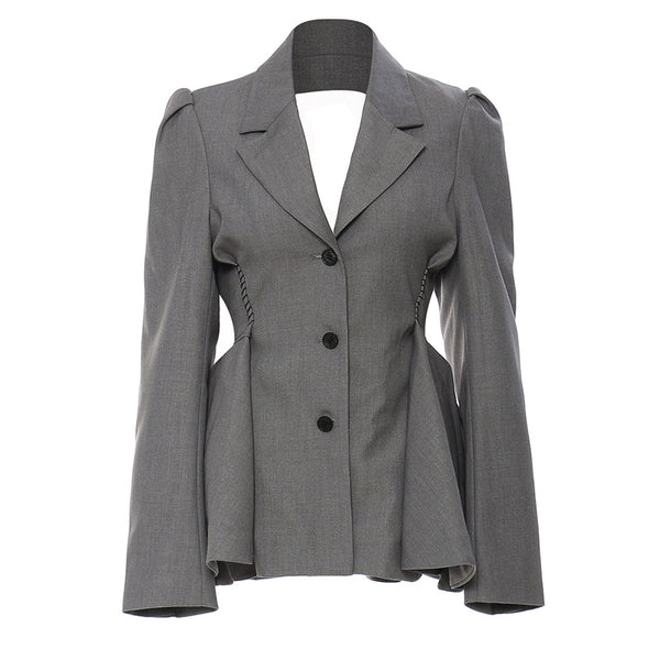 Blazer Elegante Cintura Ajustada con Dobladillo Floral Backless - Image 3