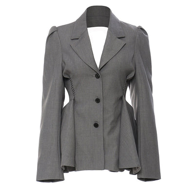 Blazer Elegante Cintura Ajustada con Dobladillo Floral Backless - Image 3