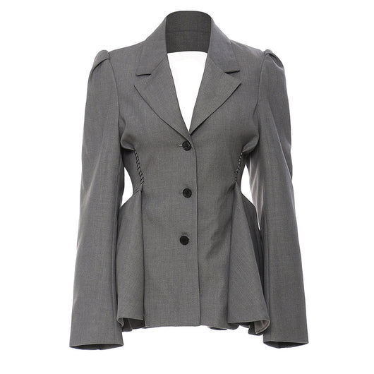 Blazer Elegante Cintura Ajustada con Dobladillo Floral Backless - Image 3