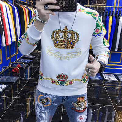 Suéter Holgado de Manga Larga con Bordado de Corona - Estilo Tendencia - Image 5
