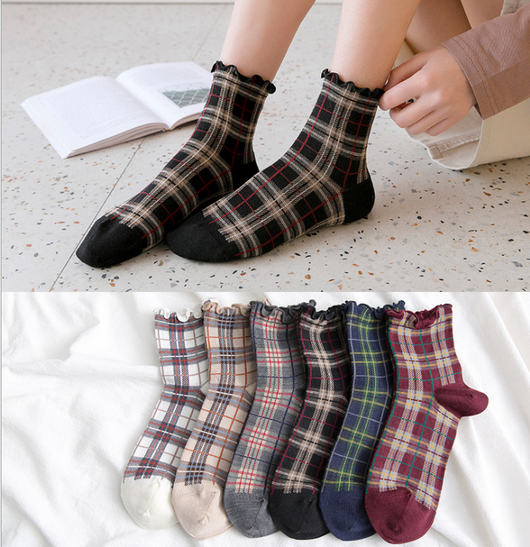 Calcetines Estampado Cuadros para Mujer