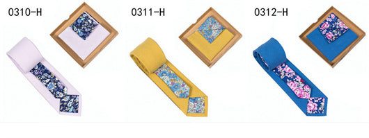 Corbata de Algodón con Estampado Floral y Pañuelo de Bolsillo - Image 53