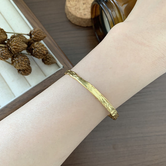 Pulsera de Plata Esterlina con Patrón de Oro Foil Irregular y Convexo - Image 11