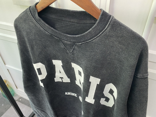 Suéter de Algodón para Mujer con Letras PARIS Cuello Redondo en Negro y Gris - Image 17