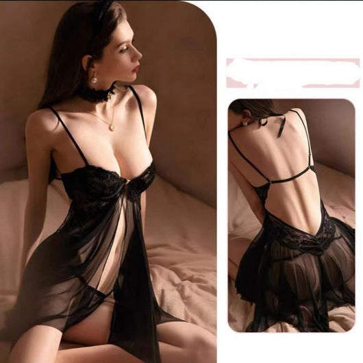 Camisón de Noche con Escote Fruncido y Abertura Frontal - Image 9
