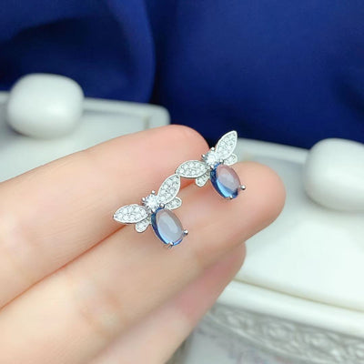 Aretes de Topacio Azul Natural