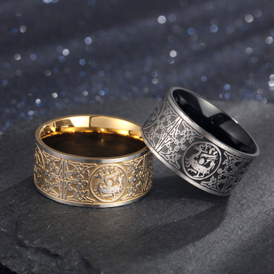 Anillo Giratorio de los Cuatro Bestias Mitológicas Chinas para Hombre