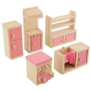 Muebles de Casa de Muñecas de Madera Delicada - Image 4