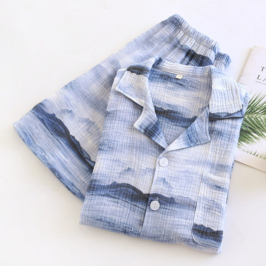 Pijama Corto para Hombre en Crepe de Algodón Doble Hilado - Image 26