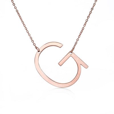 Collar Inicial Acero Inoxidable Chapado en Oro Rosa - Image 119