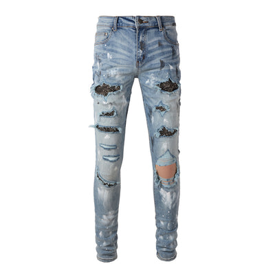 Jeans Slim Fit Rotos con Parches - Estilo Urbano Europeo y Americano - Image 10