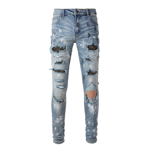 Jeans Slim Fit Rotos con Parches - Estilo Urbano Europeo y Americano - Image 10