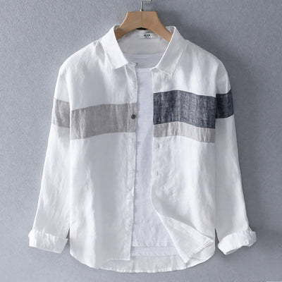 Camisa Hombre Cuello Suelto Algodón Lino Versátil para Playa - Image 5