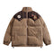 Chaqueta Acolchada de Pana con Cuello Alzado y Detalles en Contraste