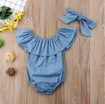 Mono de Bebé con Cuello de Loto y Diseño Denim - Image 3