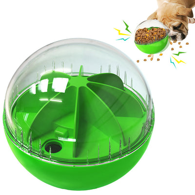 Yellow and clear spherical dog toy with an orange segmented interior, designed as an adjustable leaky feeding puzzle. - Image 14