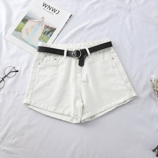 Shorts de Mezclilla Talle Alto con Ruedo Fruncido