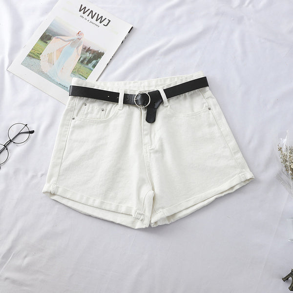 Shorts de Mezclilla Talle Alto con Ruedo Fruncido