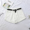 Shorts Jeans de Cintura Alta com Bainha Franzida