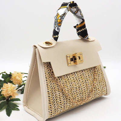 Bolsa Tejida Estilo Pastoral para Niña - Bolso Mensajero de Paja Portátil - Image 3
