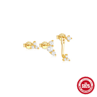 Aretes de Plata Esterlina 925 con Zirconia Geométrica y Borla para Uso Diario - Image 6