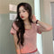 Blusa Curta Feminina Verão Cintura Alta Justa Falsa Duas Peças Estilo Hot Girl
