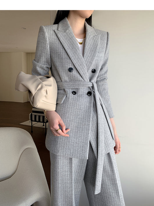Traje de Abrigo de Lana con Pantalón Ancho para Mujer - Image 10